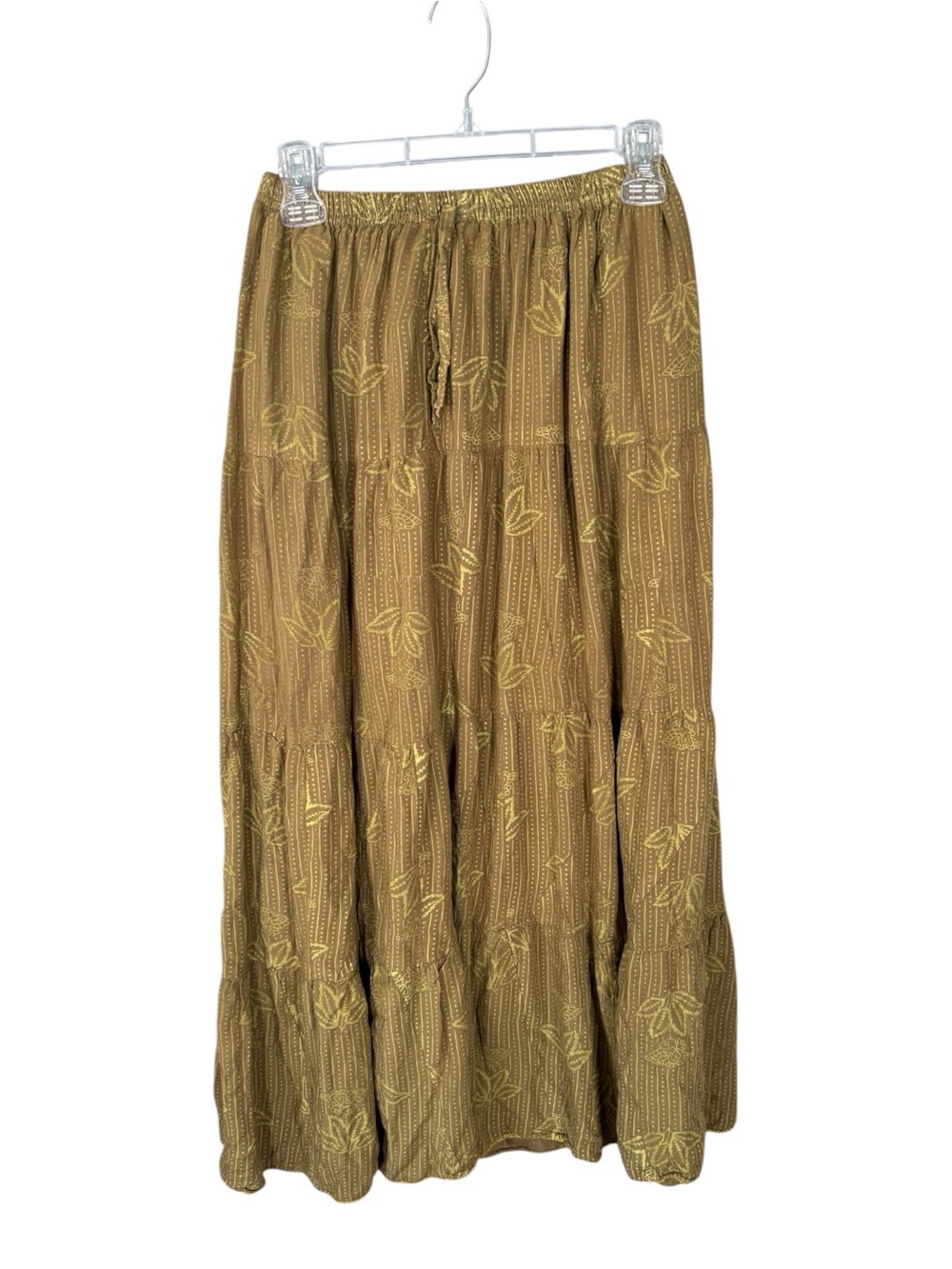 Green Floral Tiered Midi Skirt Goblin Woodland Earthy